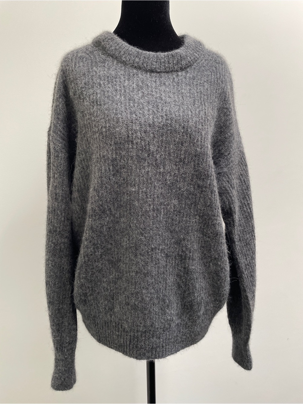 Everlane Alpaca Crew Sweater M Charcoal Grey Oversized Wool Blend